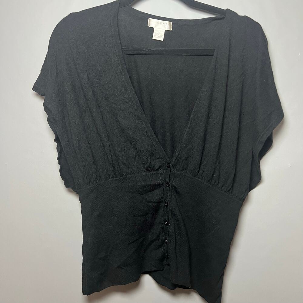 Kenar Womens Black Knit Cardigan Button Large 90s Coquette Dolman Elegant Dressy